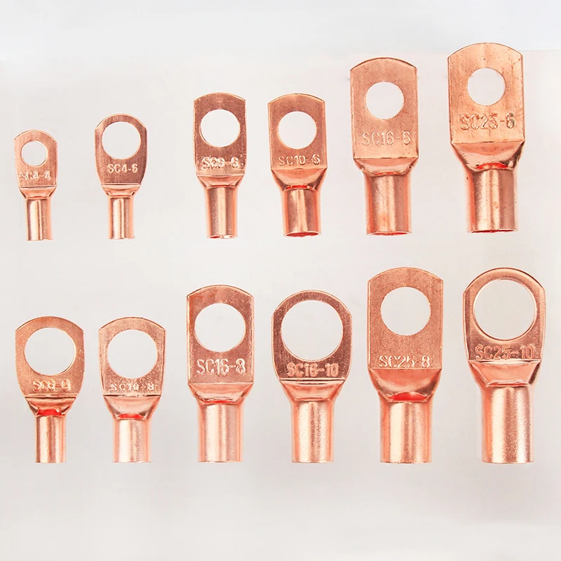 10/50/100pcs Copper Lug Ring Wire Connectors Bare Cable Electric Crimp Terminal SC6-5 SC10-10 SC16-10 SC25-10 SC35-8 SC35-10