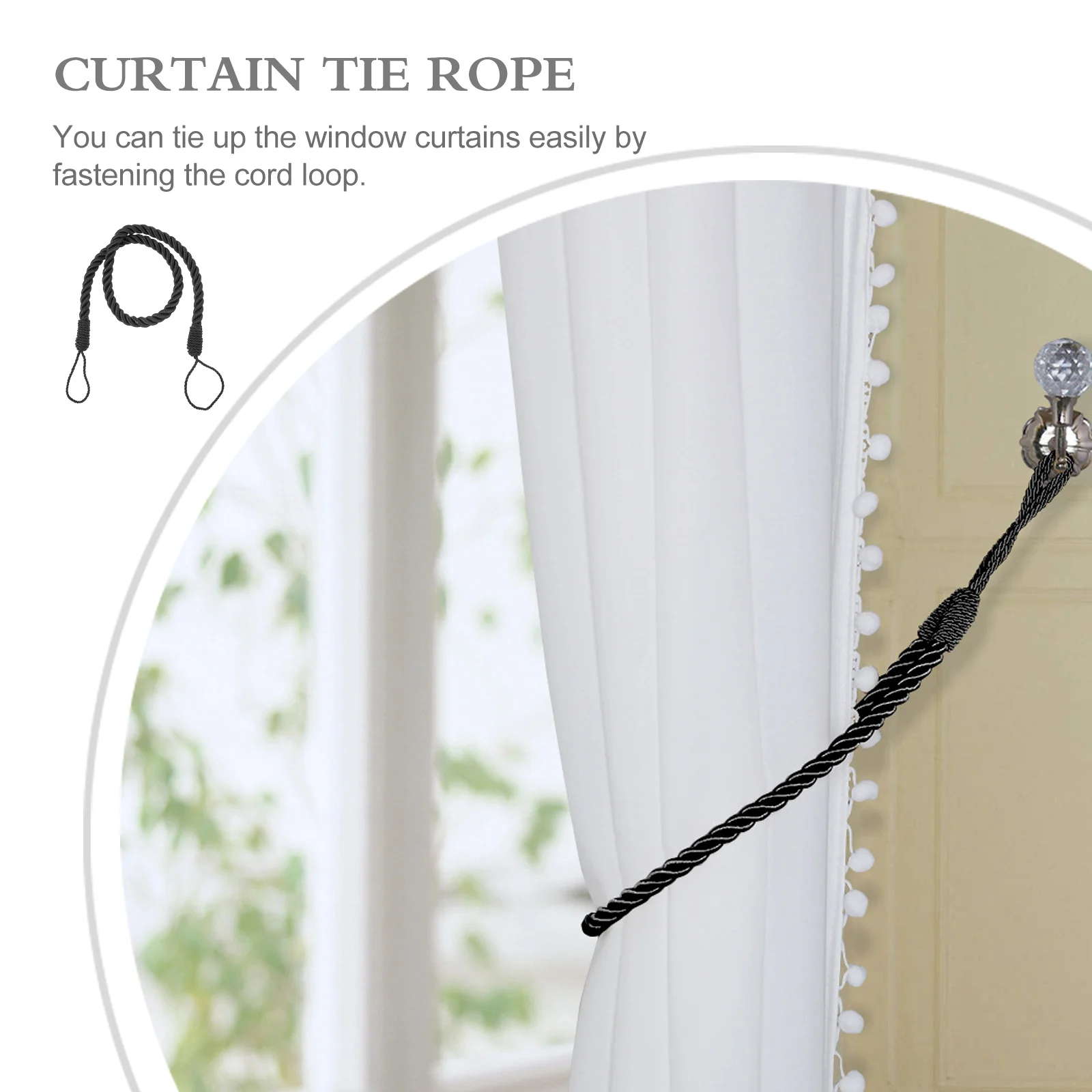 

2pcs Natural Hemp Tieback Simple Solid Color Decorative Tie Rope Strong Drapes Holder Diy Curtain Straps Cotton Curtain Holder