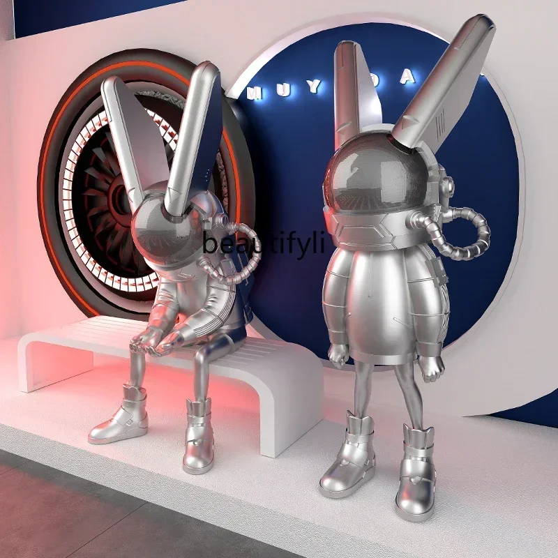 NQ52 Great discounts space rabbit moonlight rabbit floor ornament shopping mall bar KTV decoration living room sculpture