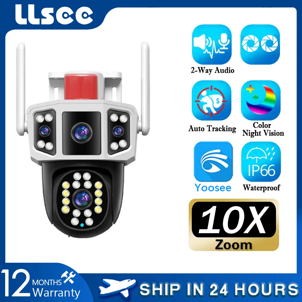 LLSEE YOOSEE,dual lens,dual screen,WiFi,CCTV full-color high-definition security camera, 8MP,IP camera,WiFi waterproof CCTV