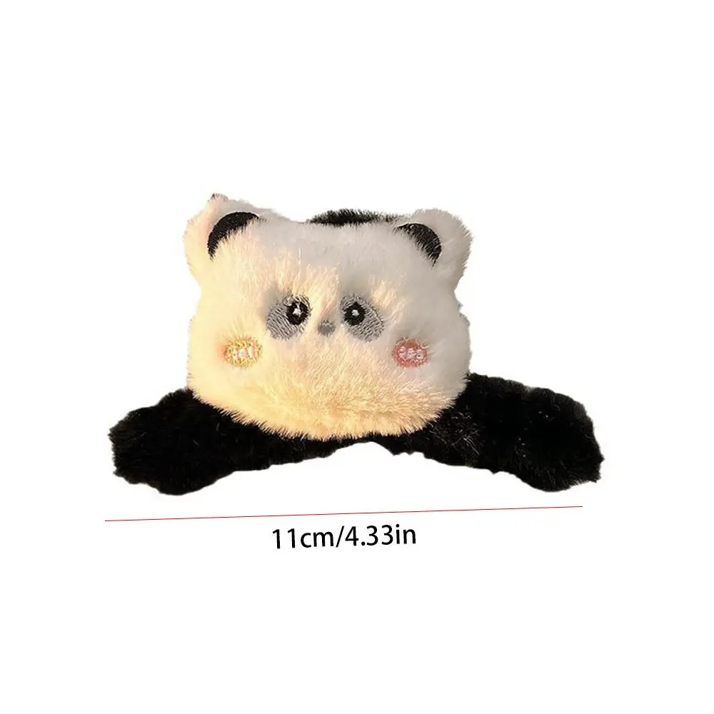 Garra de cabelo panda de pelúcia para senhoras e meninas, boneca fofa, sapo acrílico, clipe de tubarão animal estilo coreano, cruz, inverno