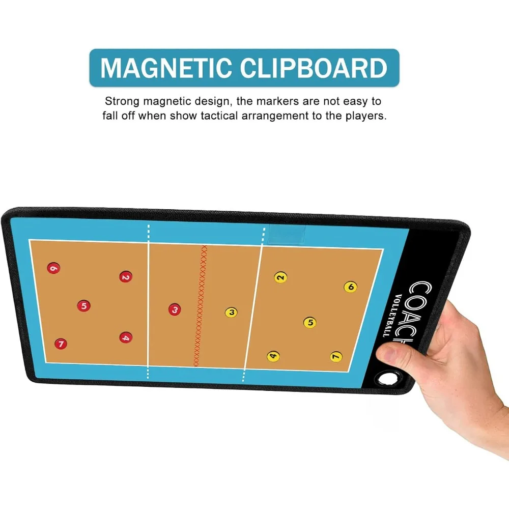 Volleyball Magnetic Coach Board Double Sided Design Premium Dry Erase Coaches Clipboard with Two Marker Pen and Two Sets