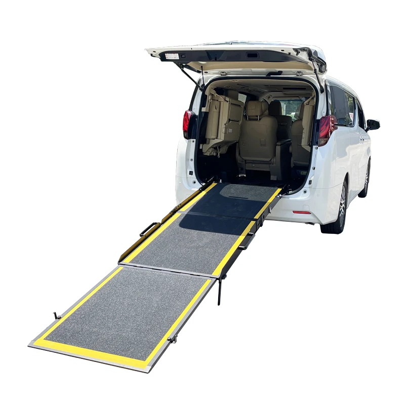 Van Car Manual Wheelchair Folding Ramp Aluminum Handicap Accessible Loading Lift Ramp For Disabled People Loading 350Kg