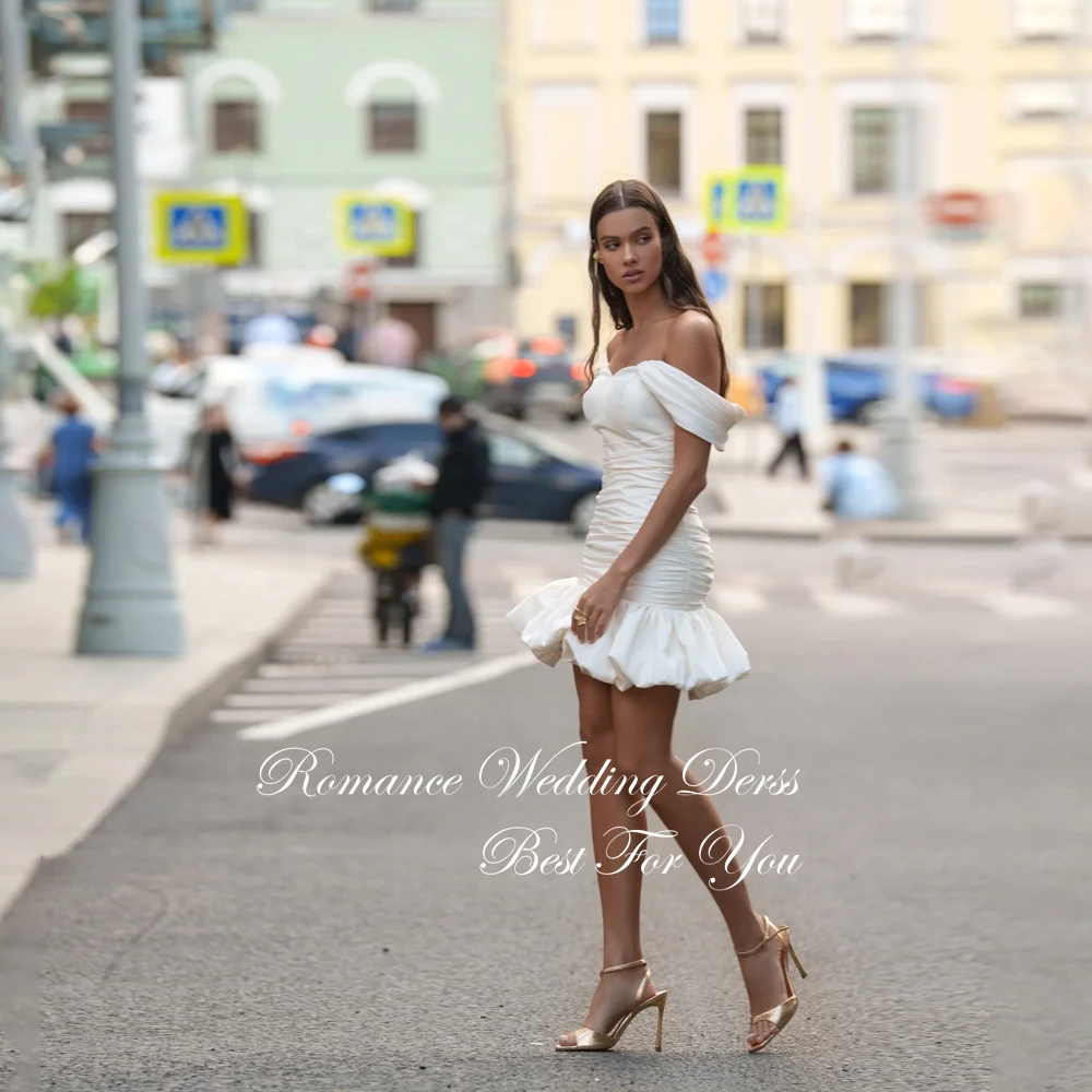 فستان زفاف عصري بطيات قصيرة غمد 2025 نسائي عاري الكتفين بدون حمالات مفتوح الظهر فستان زفاف Vestidos De Novia مخصص