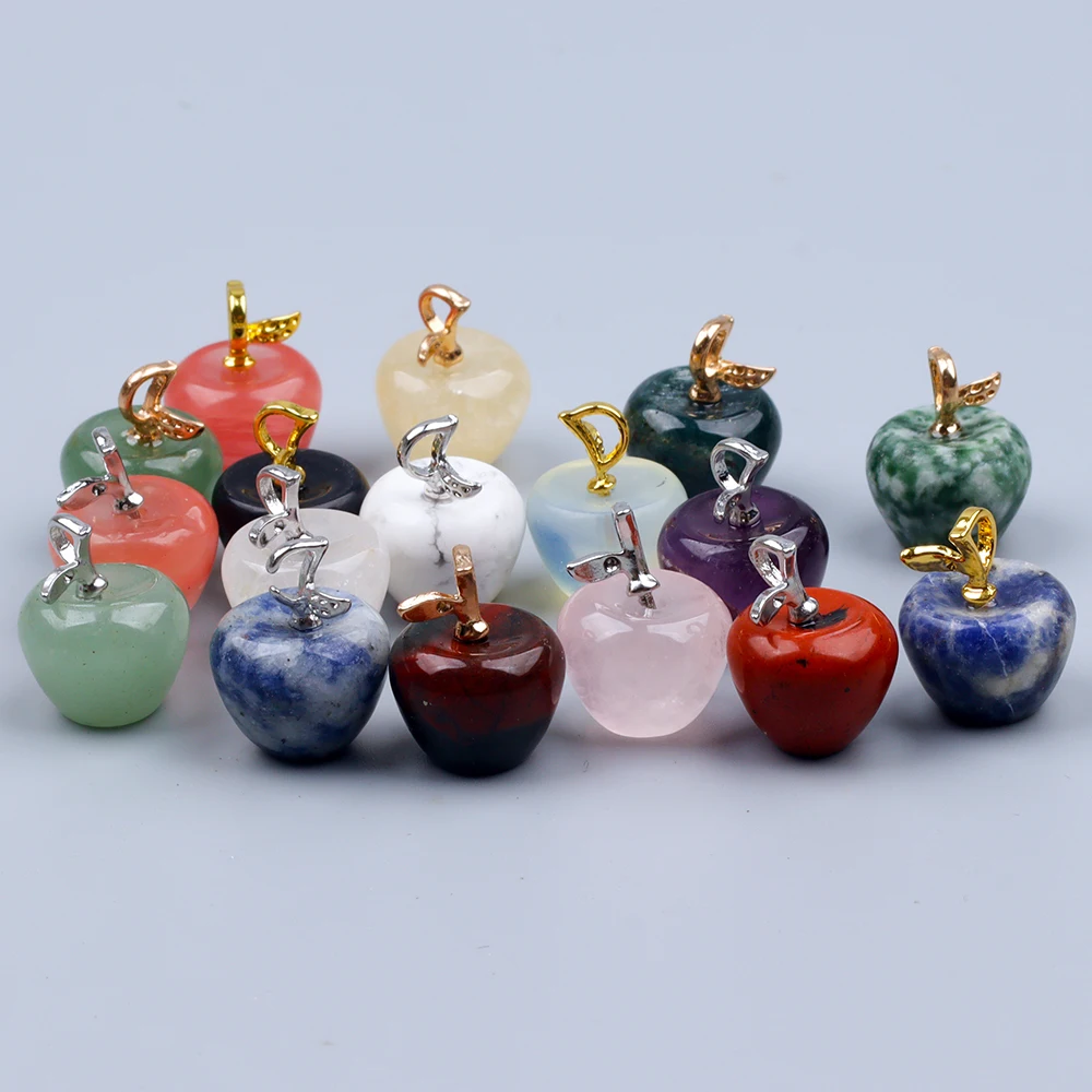 10 Figurines Mini Pomme en Pierres Précieuses Assorties, Décoration de Jardin, Cristal Coloré, Pierre Minérale, Artisanat, Spécimen de Guérison, Décoration Maison et Méditation