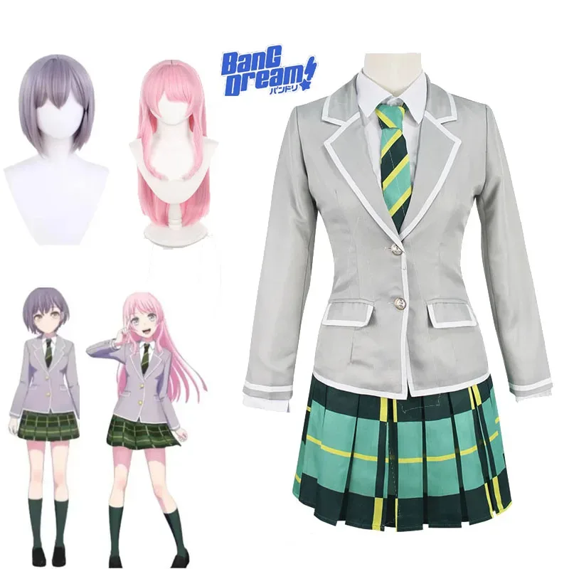 

Anime BanG Dream! Anon Chihaya Takamatsu Tomori Cosplay Costume MyGO!!!!! Wig High School Uniform Woman Sexy Kawaii Party Suit