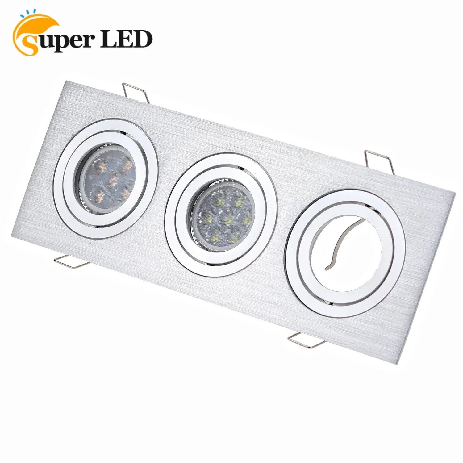 

Recessed Square Silver Downlight Led Spot Light Housing GU10 GU5.3 MR16 Led Modules Aluminum Frame