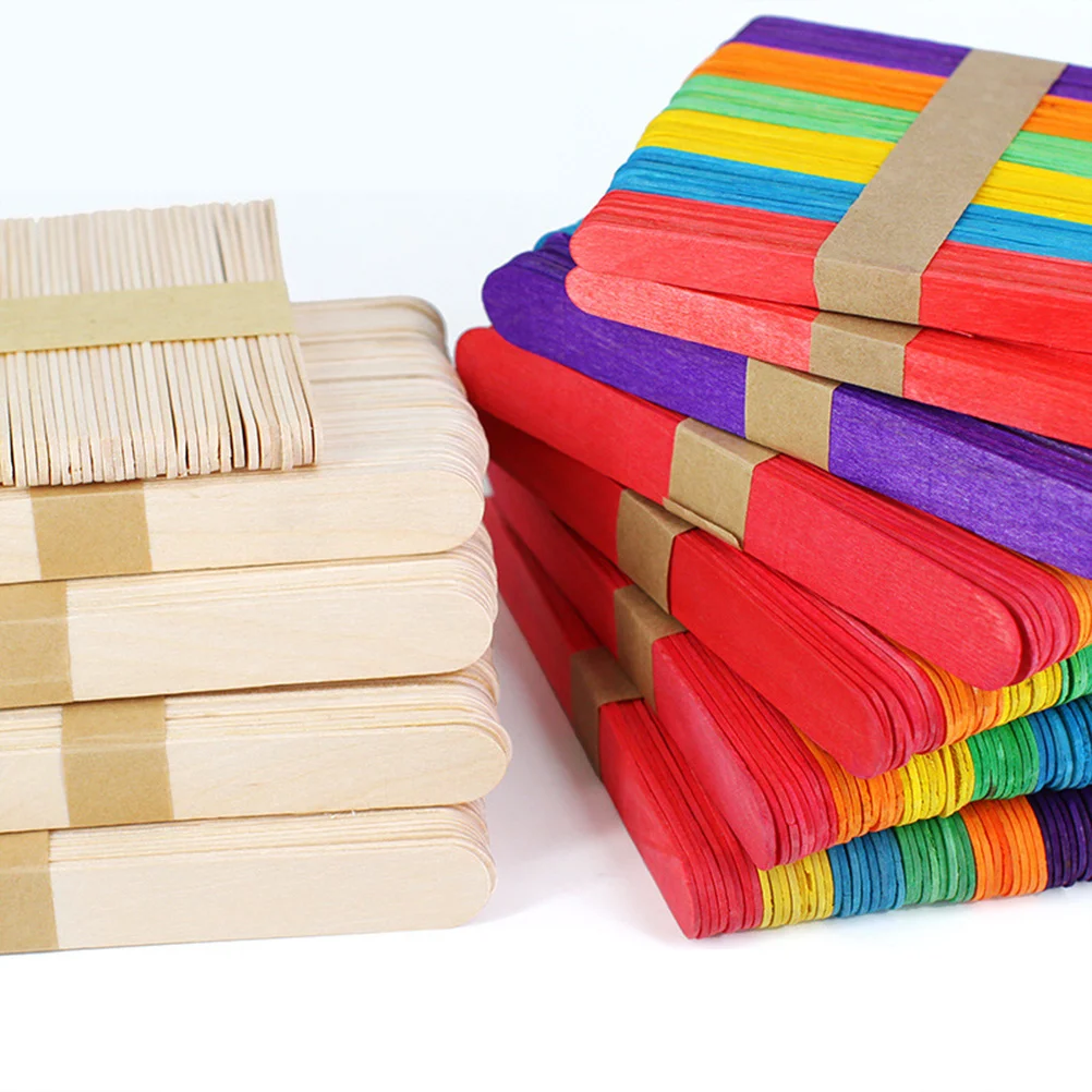 

50Pcs Wood Craft Sticks Colorful 114x10x2mm Smooth Surface Natural Non-Waxed for DIY Birthday Classroom Camp Crafts Puzzle