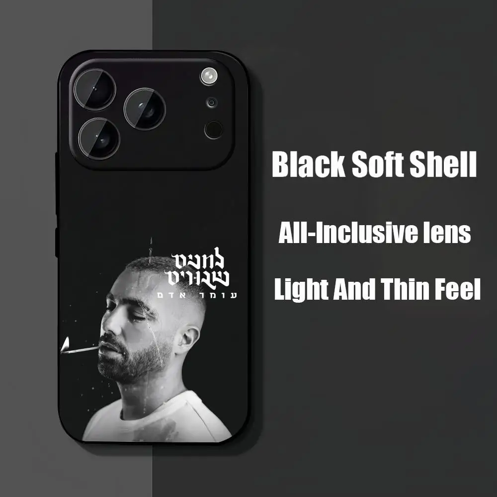 حافظة هاتف O-Omer A-Adam لهاتف آيفون 17 Air 16 16e Plus Pro MAX15 14 13 12 11 xr 7 8 6 se XSmax حافظة سوداء ناعمة