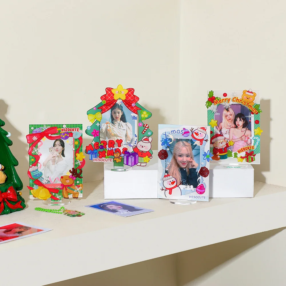 SKYSONIC-marco de fotos acrílico de 3 pulgadas para niños, soporte de tarjeta de decoración de tarjetas de fotos de exhibición de serie navideña, regalo de moda