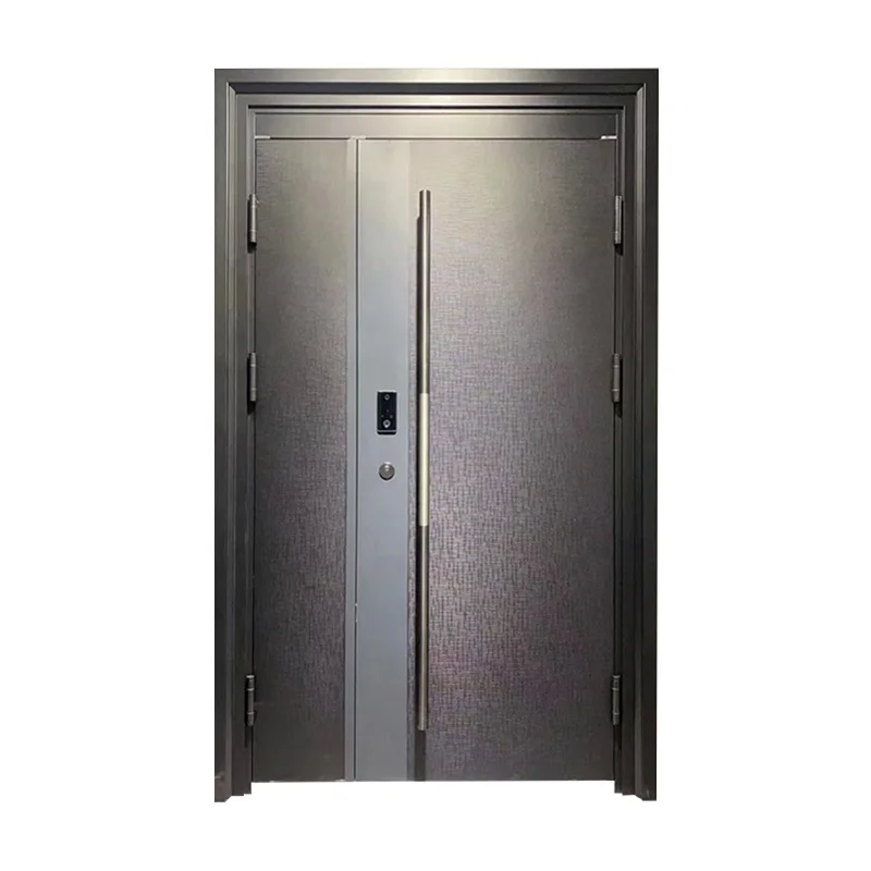 Hot Sale High Quality Modern Designed Entrance Steel Door Security Metal Doors Stainless Steel Glass Door long pull handle