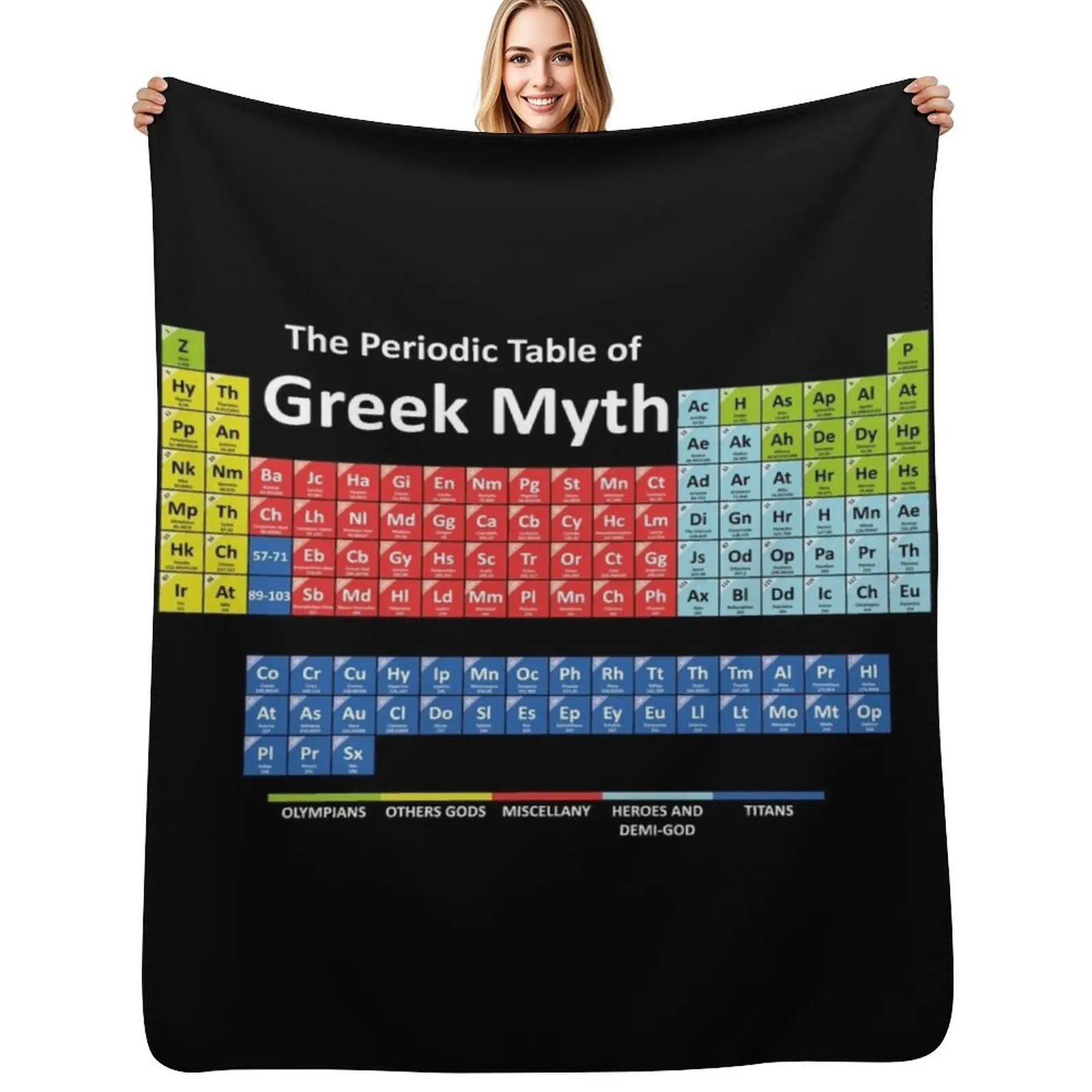 

Periodic Table of Greek Mythology Throw Blanket Flannel Fleece Soft Warm Throw Blanket