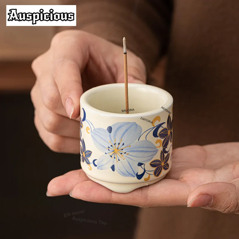 Aesthetic Lily Ceramic Incense Holder Zen Mist Smoking Steamers Incense Burners Meditation Censer Teaware Supplies Ornaments