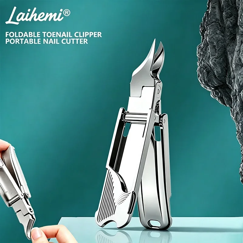 Laihemi Heavy Duty Foldable Nail Clipper Portable Precision Cutter for Hard Thick Ingrown Fingernails Toenails