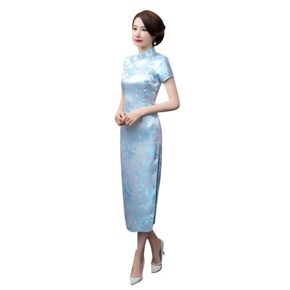 Elegant Chinese Traditional Qipao Traditional Chinese Women Long Cheongsam Bridesmaid Short Sleeve Evening Dress For Women