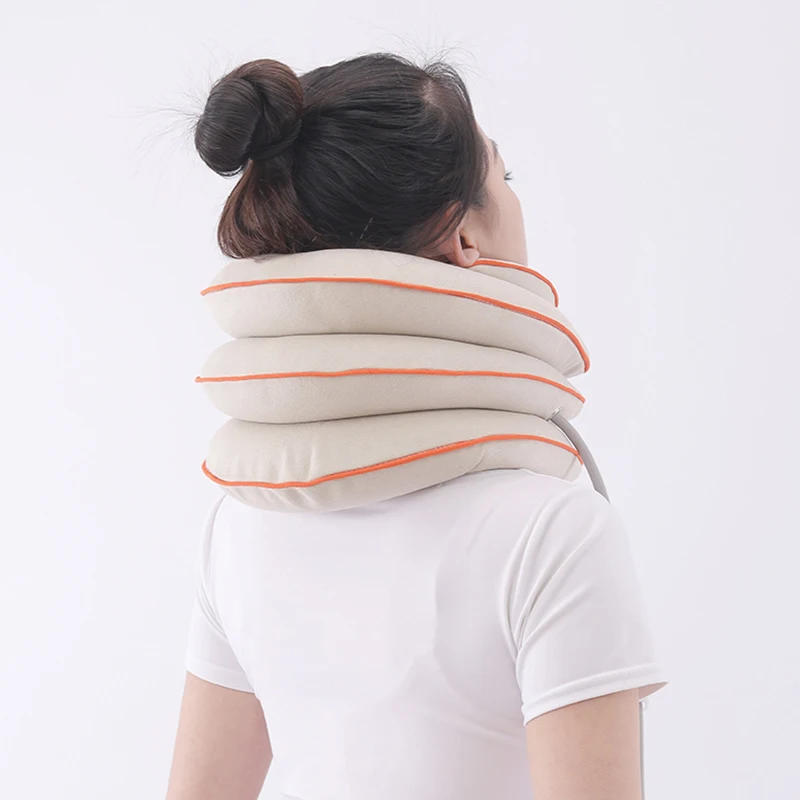 1 قطعة وسادة دعم الرقبة نفخ الهواء عنق الرحم جهاز سحب الجسم الاسترخاء جرار دعم تدليك الرقبة وسادة