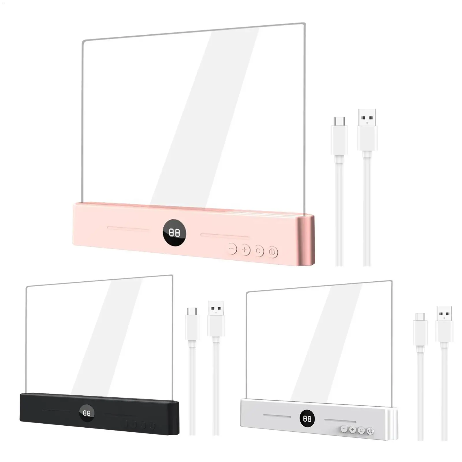 LED Transparent Reading Light 3 Color Temperatures Portable Bookmark Light Dimming Timing Night Light Flat Panel Book Lamp