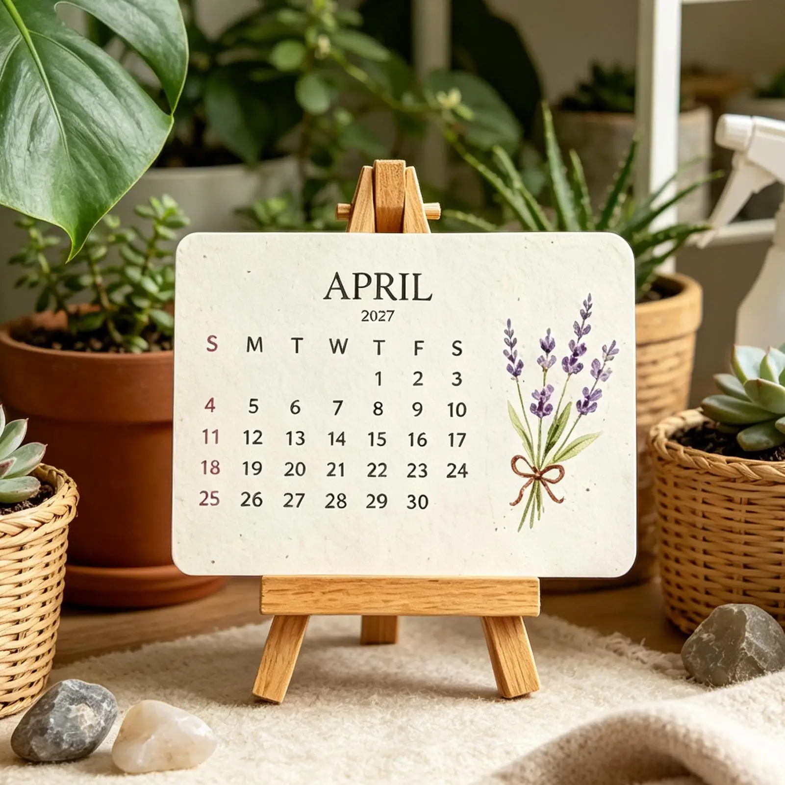 Flower Paper Calendar Monthly Botanical Decorative Greenery 2027 Paper Planner Garden Calendar with Holder for Home Office