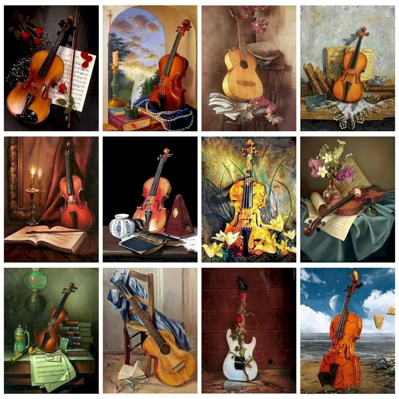 

GATYZTORY Decorative Painting By Numbers For Handiwork Picture Drawing Violin Interior Paintings Painting Decor