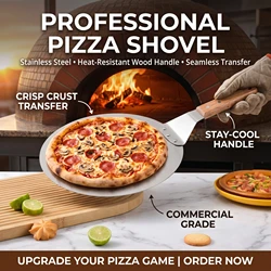 6.5/10inch Pizza Shovel Metal Non-Stick Pizza Peel with Wood Handle Cake Lifter Transfer Tray for Homemade Baking Pizza Bread