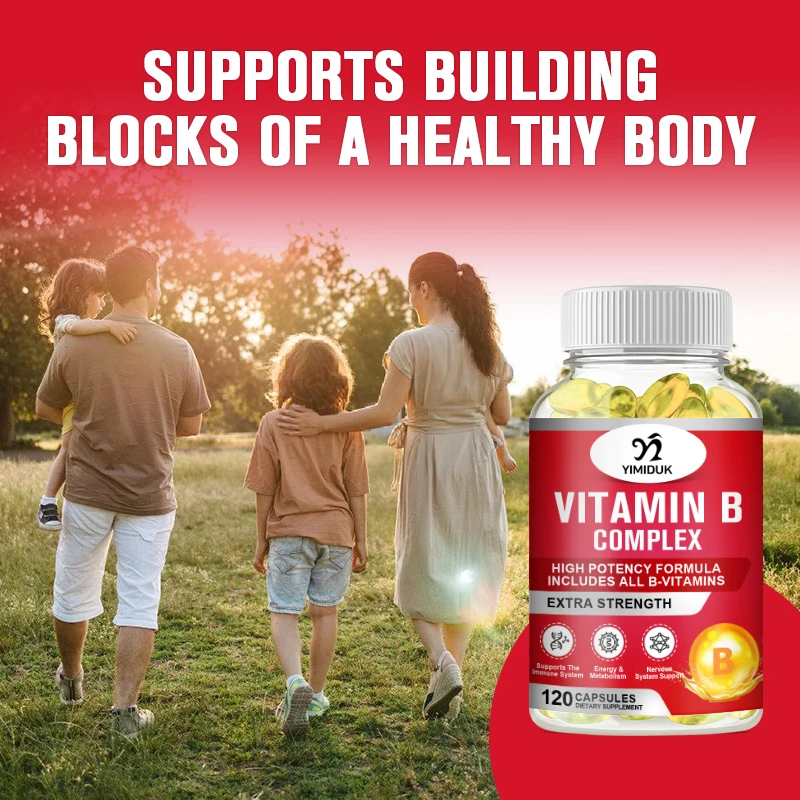 Vitamin B Complex with Vitamin C - Immune Health, Energy Support & Nervous System Support - Non-GMO, 120 Vegetarian Capsules