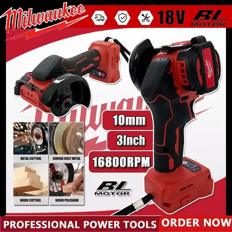 

Milwaukee 18V Battery Cordless Angle Grinder 3 Inch Polishing Machine Mini Diamond Cutting Grinding Cut OFF Tools