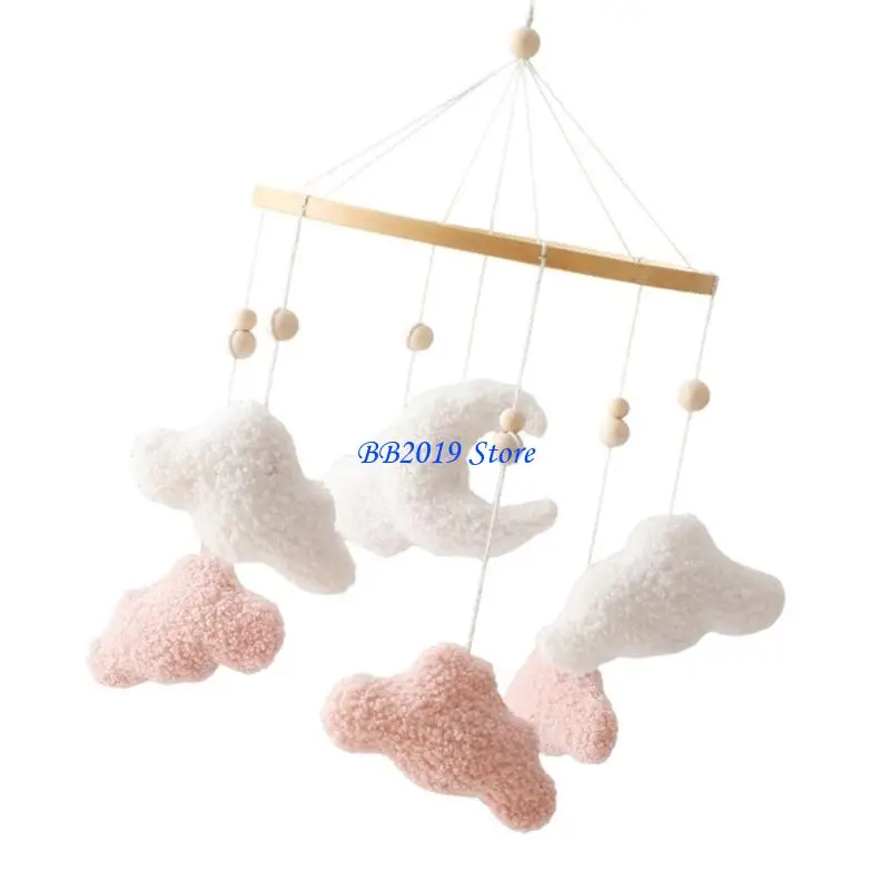 Q0KB MultiFunctional Infant Bed Soother With Cloud Moon Design Soft Grasp Toy Early Learning Aid