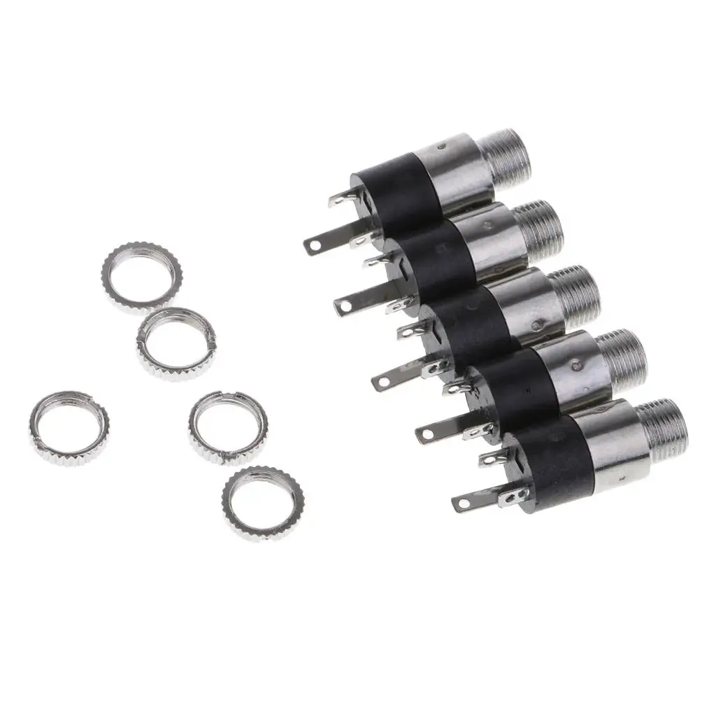 Black Plastic 3.5mm Stereo Jack Panel Mount Solder Type Audio Connector for Custom Amplifier or Project Box
