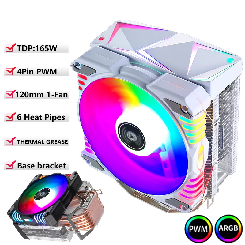 

Cpu Fan x79 x99 Cooler PC ARGB 120mm fan 4Pin/PWM Tower Type Radiator 4/6 Heat Pipe install LGA115x 2011 2066 1200 1700 AM3 AMD