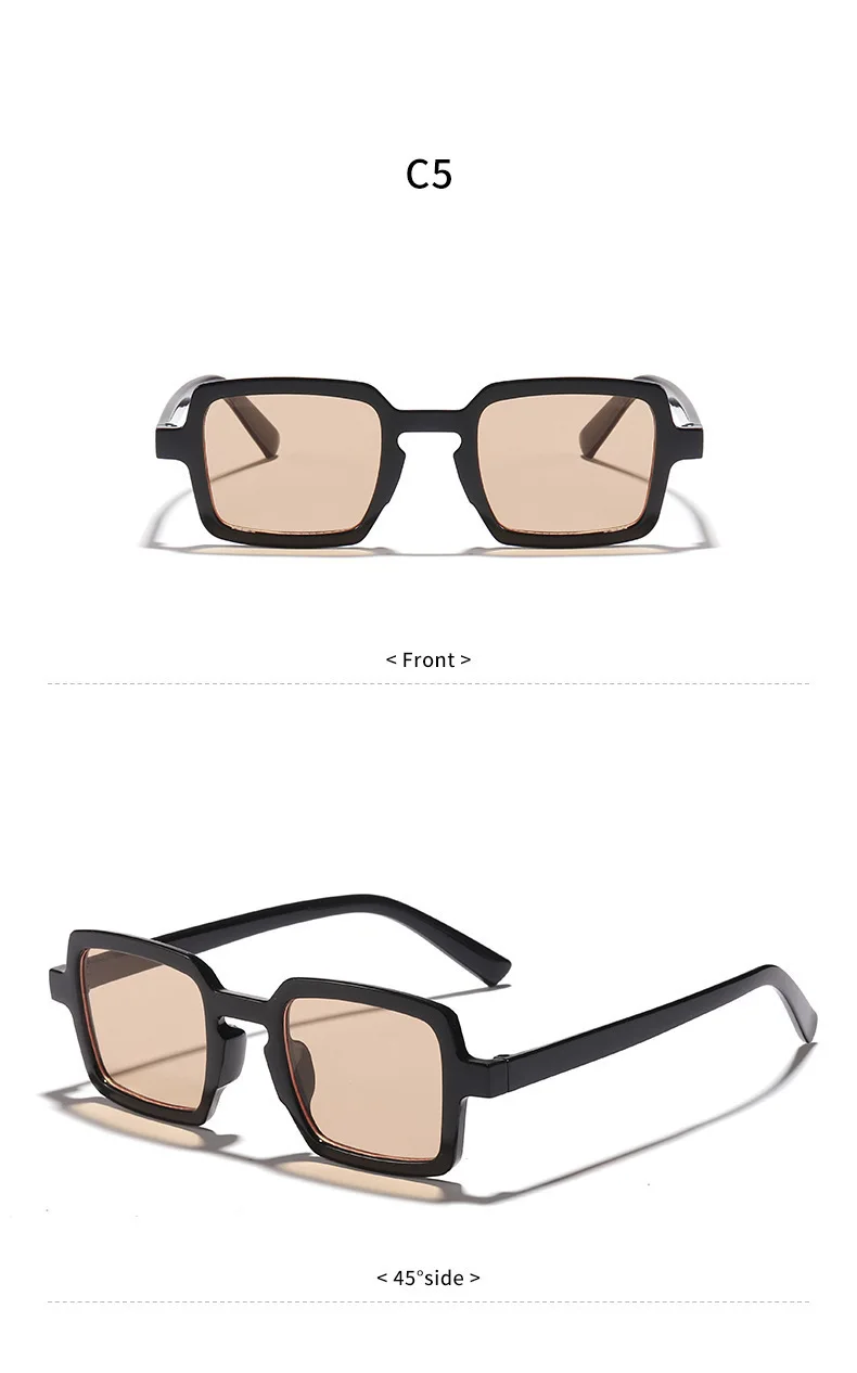 Vintage quadratische Sonnenbrille für Damen und Herren, rechteckige Sonnenbrille, ovale Sonnenbrille für Damen und Herren – Detail 12