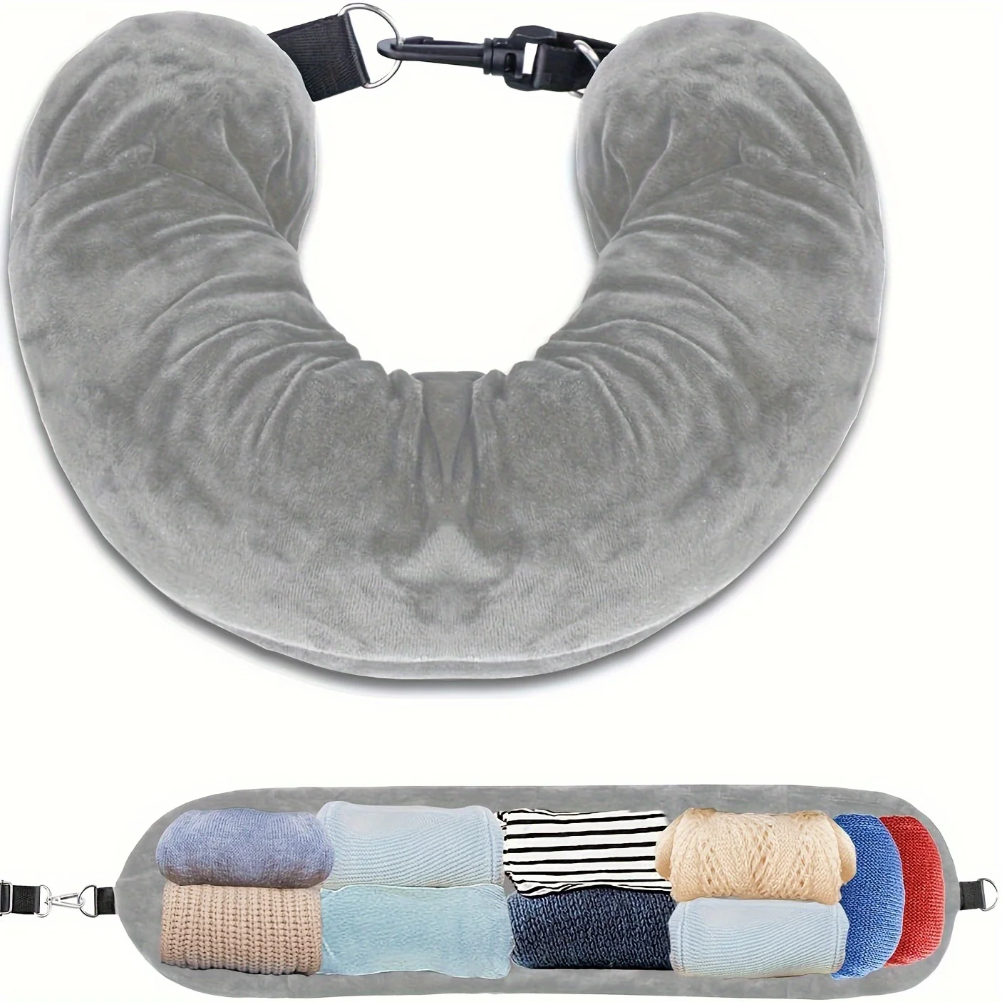 Travel U-Shaped Pillow, Clothing-Fillable & Lightweight, Flight Essential for Travel Picnic Outings