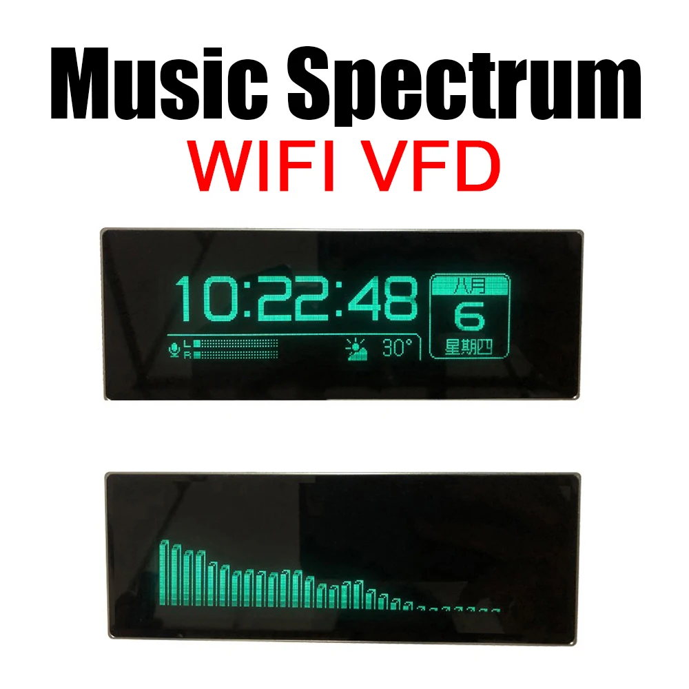 

WIFI VFD Music Spectrum Display Level Indicator light audio Rhythm Analyzer Weather Forecast Clock Billboard Message VU METER