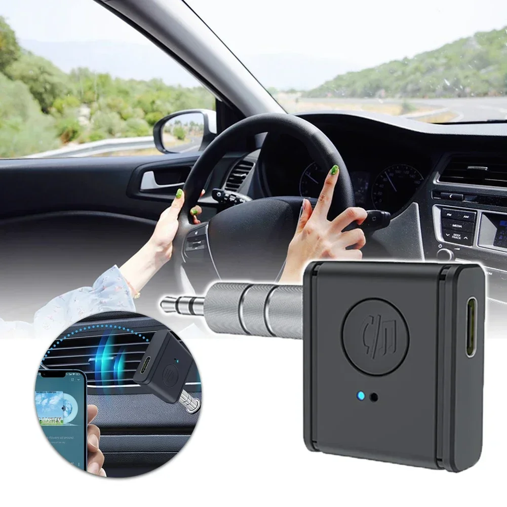 Wireless Bluetooth 5.3 Receiver Call Listening Navigation 3.5MM AUX Car Adapter Type-C Charging Car Handsfree Bluetooth Receiver