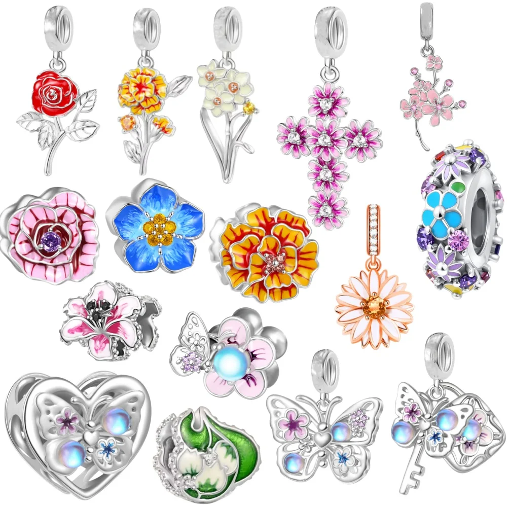 

Beautiful Flower,Butterfly,Daisy Bead Pendant,925 Silver Suitable European Original Bracelet DIY Accessories Exquisite Jewelry