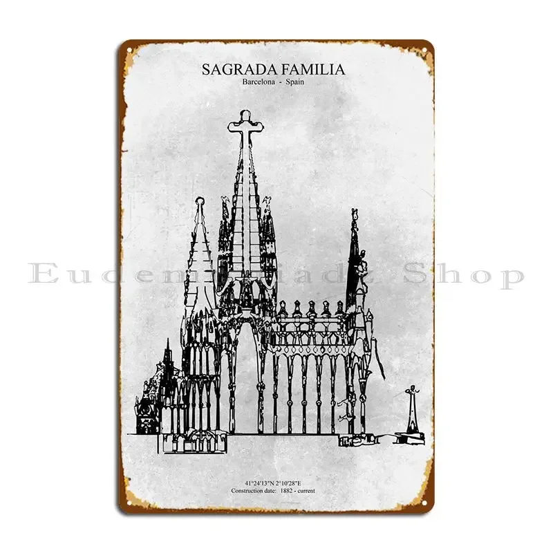 No359 Sagrada Familia Metal Signs Print Party Vintage Printing Cinema Tin Sign Poster