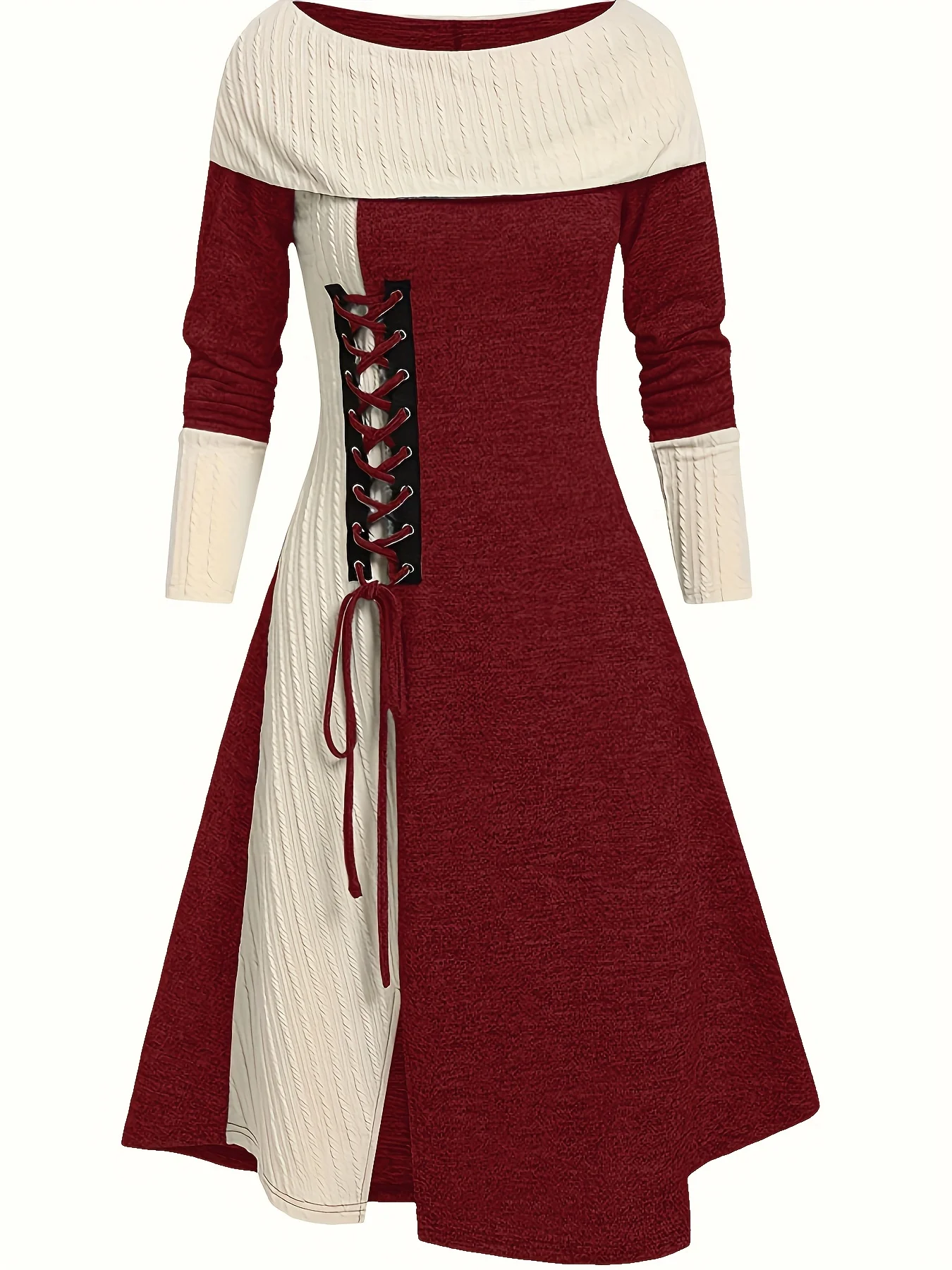 

Women's Fashion Casual Elegant Knitted Solid Color Block Dress Ladies' Dress