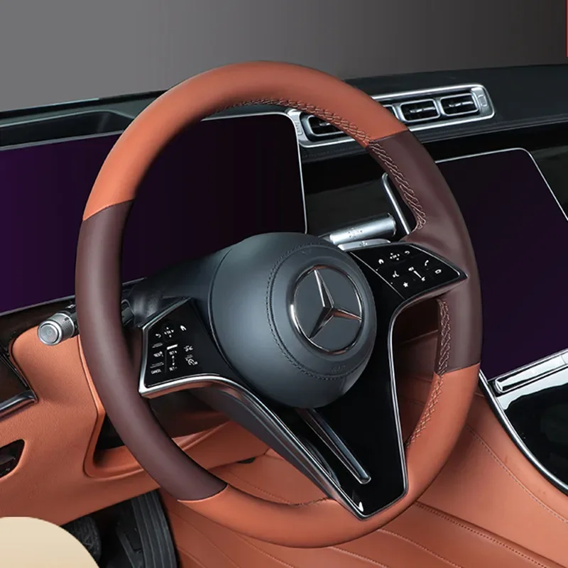 

Кожаный чехол на руль автомобиля своими руками для Mercedes-Benz S-Class S400L S450L GLC300l GLE530 E200L, автоаксессуары