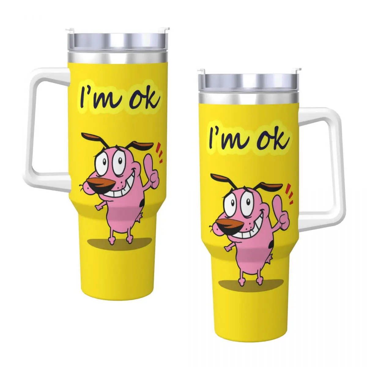 Cowardly Dog C-Courage Im OK Stainless Steel Tumbler Driving Mugs Large Thermal Mug Keep Heat Hot Drinks Milk Tea Water Bottle