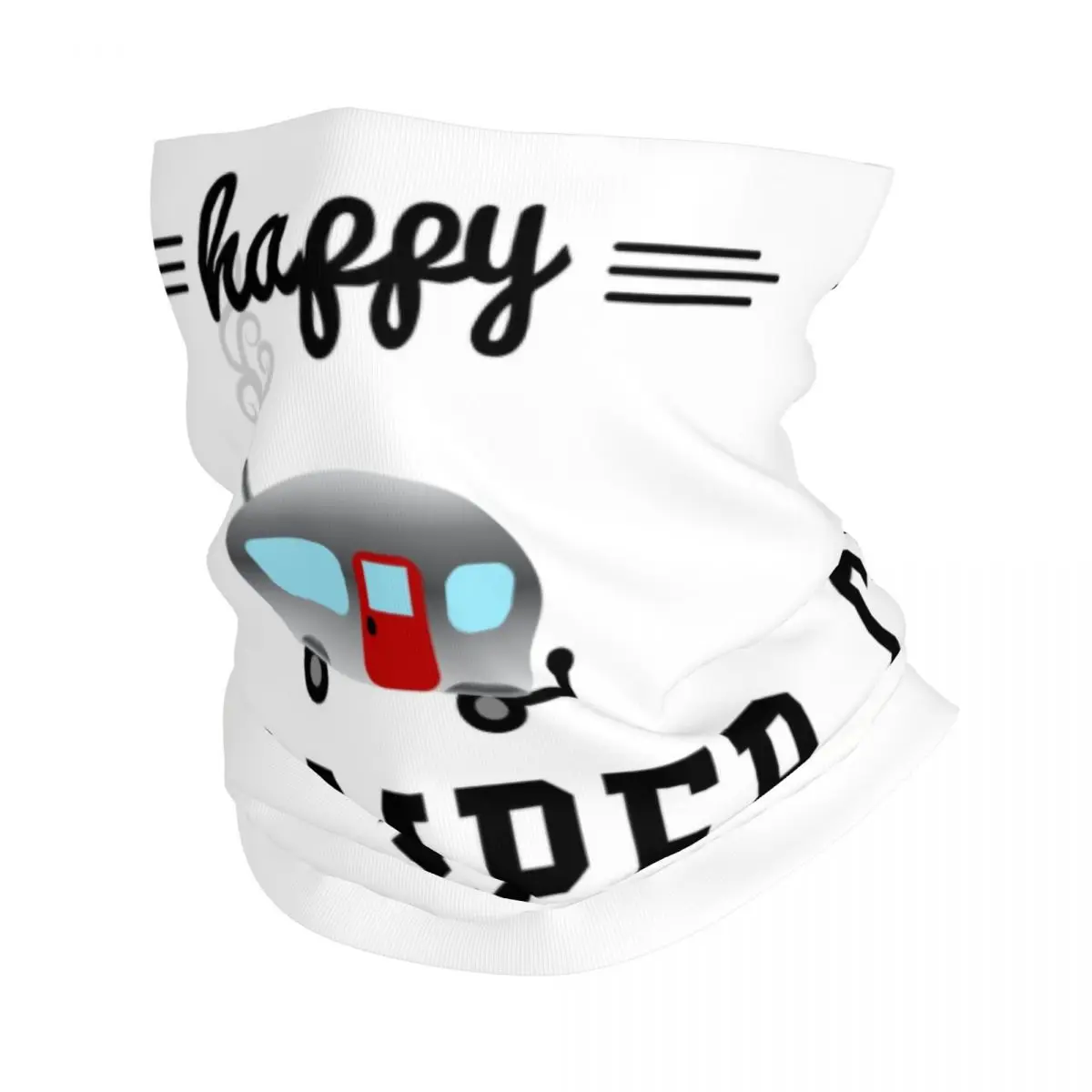 

Custom Cartoon RV Happy Camper Neck Gaiter Men Women UV Protection Winter Outdoors Adventure Camping Bandana Scarf for Ski
