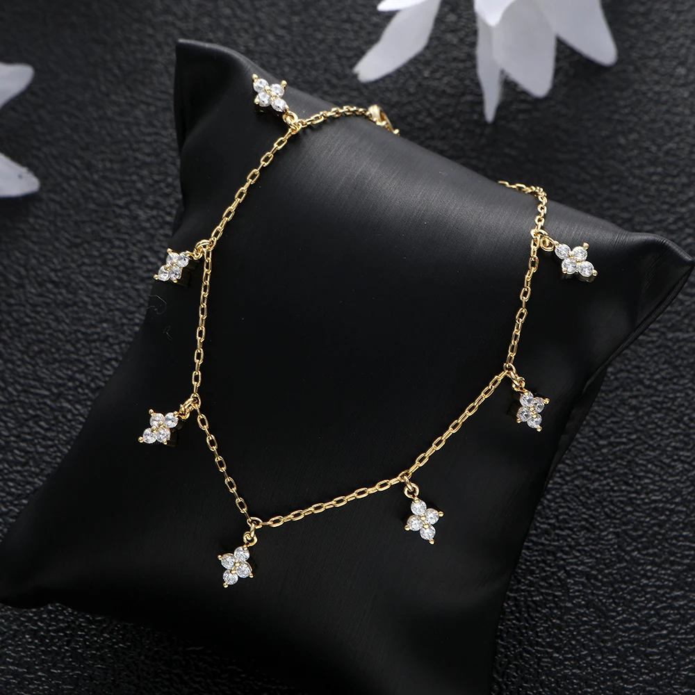 Women's Fashion Ball Pendant Micro Pave Cubic Zirconia Chain Women Barefoot Sandals Anklet Fashion Foot Chain Jewelry A005