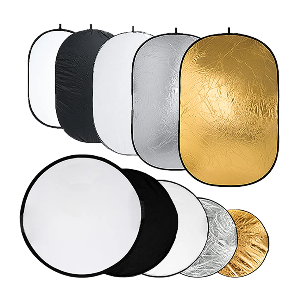 

60cm 80cm 110cm 5 in 1 Reflector Portable Collapsible Light Round Photography Photo Studio Reflector For Photo Video Shooting