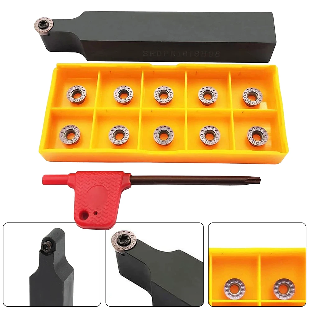 1 Set SRDPN1616H08 16mm Shank Tool Holder &10pcs RPMT08T2 Carbide Inserts Turning Tool &1pc T15 Wrench Metal Processing Tools
