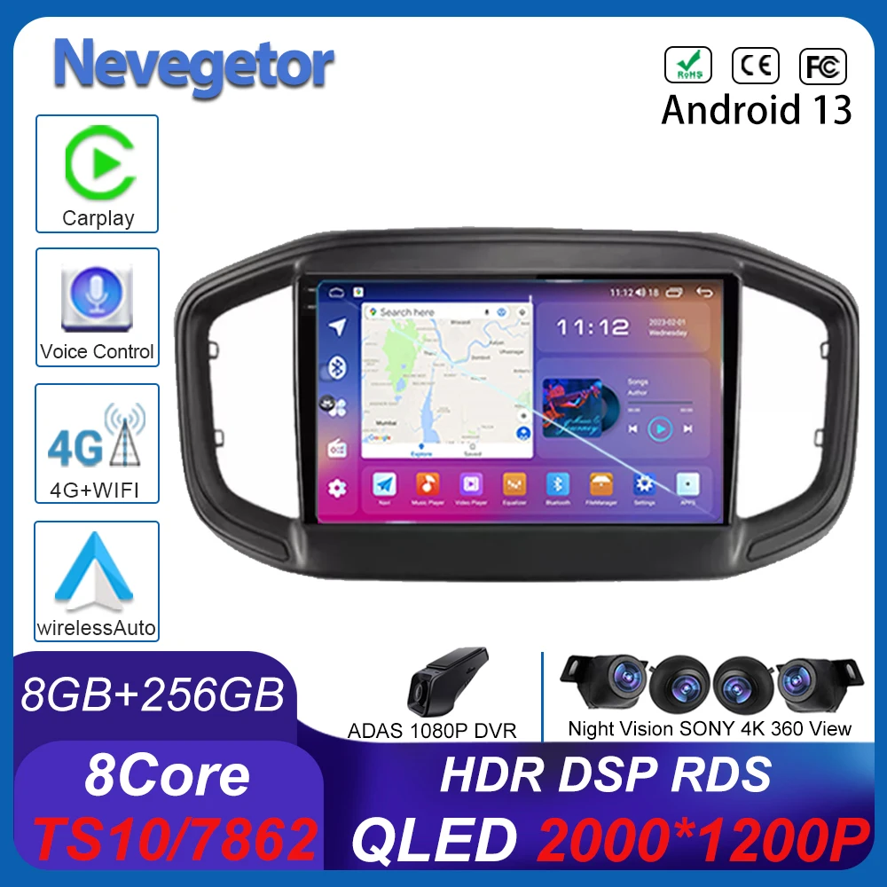 

7862 Android 13 Auto Multimedia Player GPS Navigation No 2din DVD Car Android For Fiat Strada 2020 2021 2022 5G Wifi QLED Screen