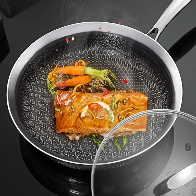 Gas Induction Cooker Nonstick Frying Pan Handle Cover Non Stick Steakc Egg Pancake Stainless Steel Saucepan Kitchen Cookware