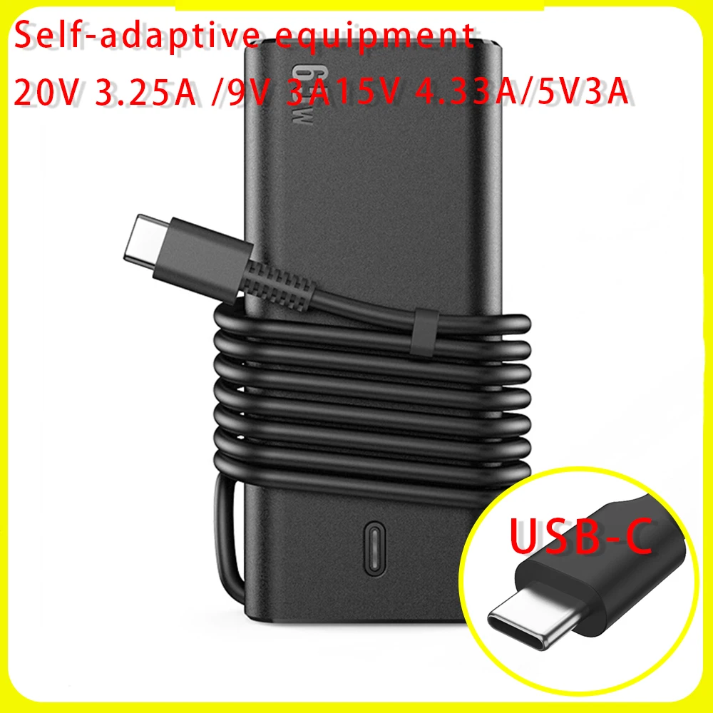 Imagem -01 - Carregador Usb tipo c pd para Laptop 65w 20v 3.25a Adaptador de Energia para Macbook Pro 12 13 Huawei hp Dell Xps Notebooks Interruptor do Telefone