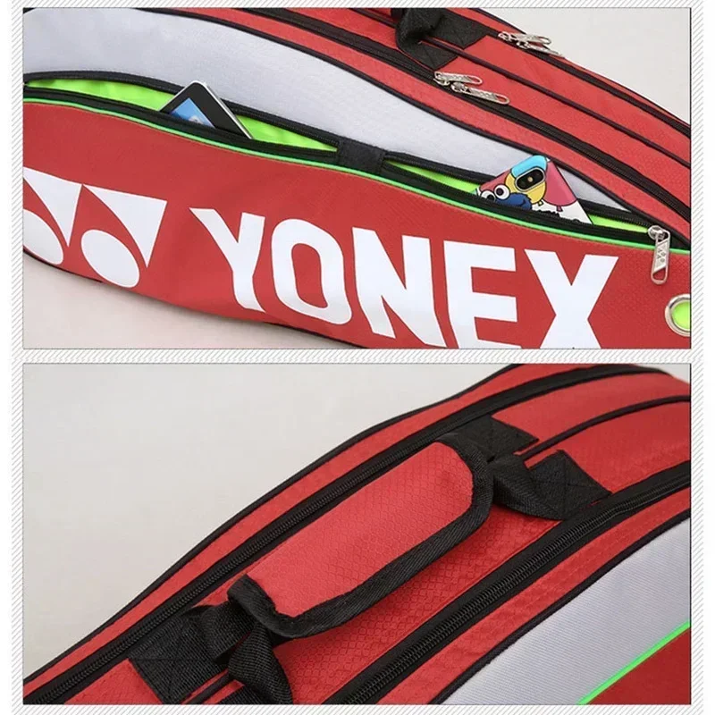 YONEX-Bolsa de bádminton para hombre o mujer, bolsa deportiva con compartimento para zapatos, para 3 raquetas, 9332