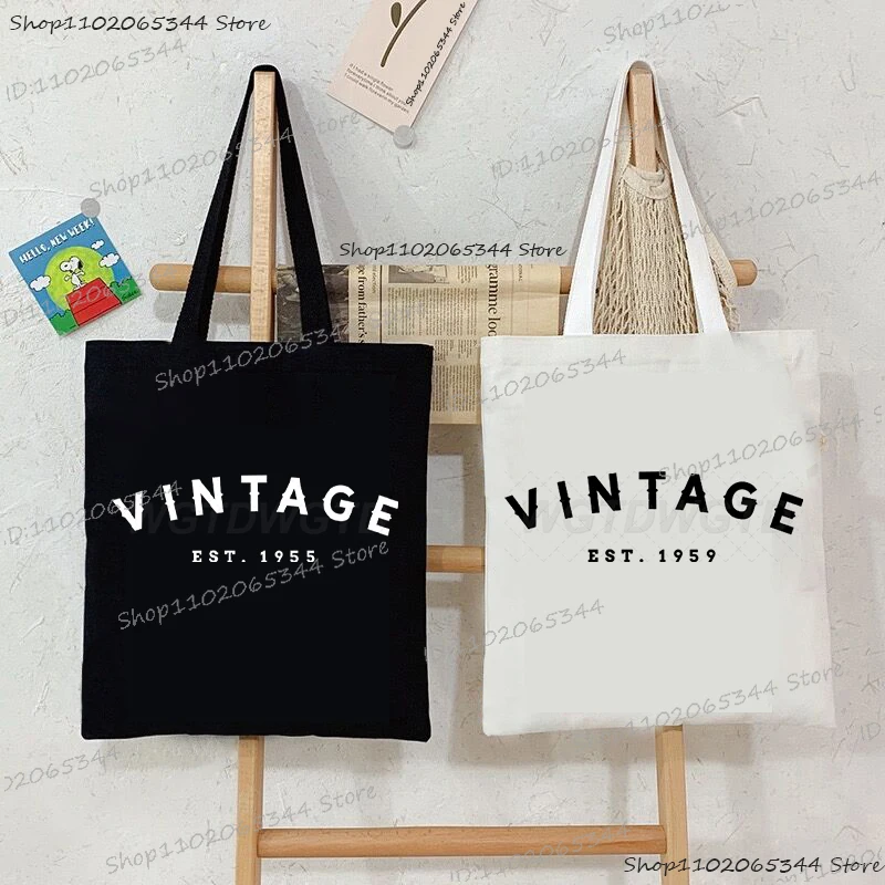 

Vintage Est 1955 To 1959 Printed Canvas Shoulder Bags Female Shopping Canvas Tote Bags Born in 1995 Birthday Gift For Men Women