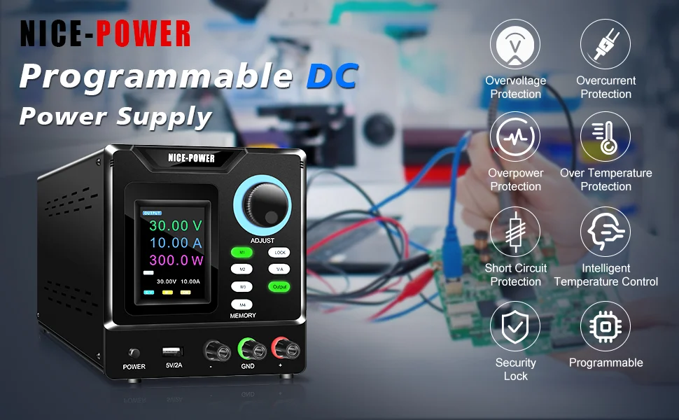 KUAIQU RS232/USB High Power Adjustable LAB Power Supply 1000V 800V 400V 300V 600V 30V 5A 10A Memory Storage,Output,Software PC