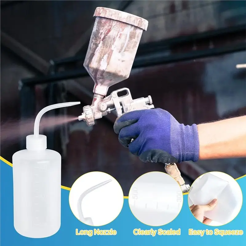 [HOT!A34R】 Spray Gun Cleaning Kit(25-Pieces) With 21 Brushes& 4 Squeeze Bottles(500ML), Airbrush Clean Set For All Feed Type App