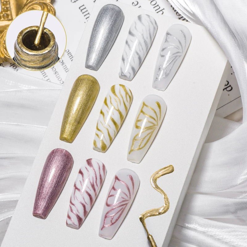5 ml Metallic Malerei Liner Gel Nagellack Set Gold Silber Rosa Semi-Permanent Linie UV Gel Lack Für zeichnung Französisch Nägel